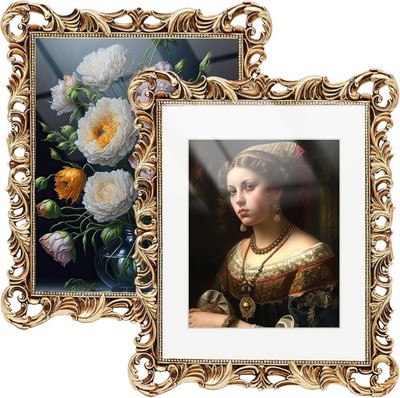 Gold Vintage 11x14 Picture Frames with Mat for Home Decor - Set of 2