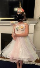 Girls unicorn costume dress with headband and wand 4T