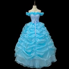 Vintage Princess Blue Flower Lace Wedding Dresses Ruffles Ball Gown Lace Up Bow
