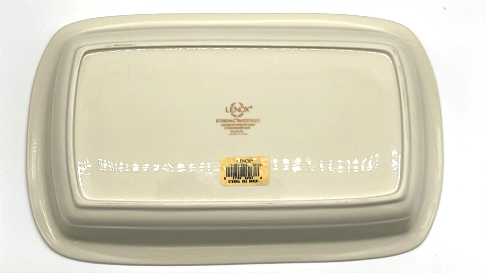 Rare Lenox Eternal Bakeware 13" Rectangular Baker~Ivory & Gold~Serving Bowl Oven