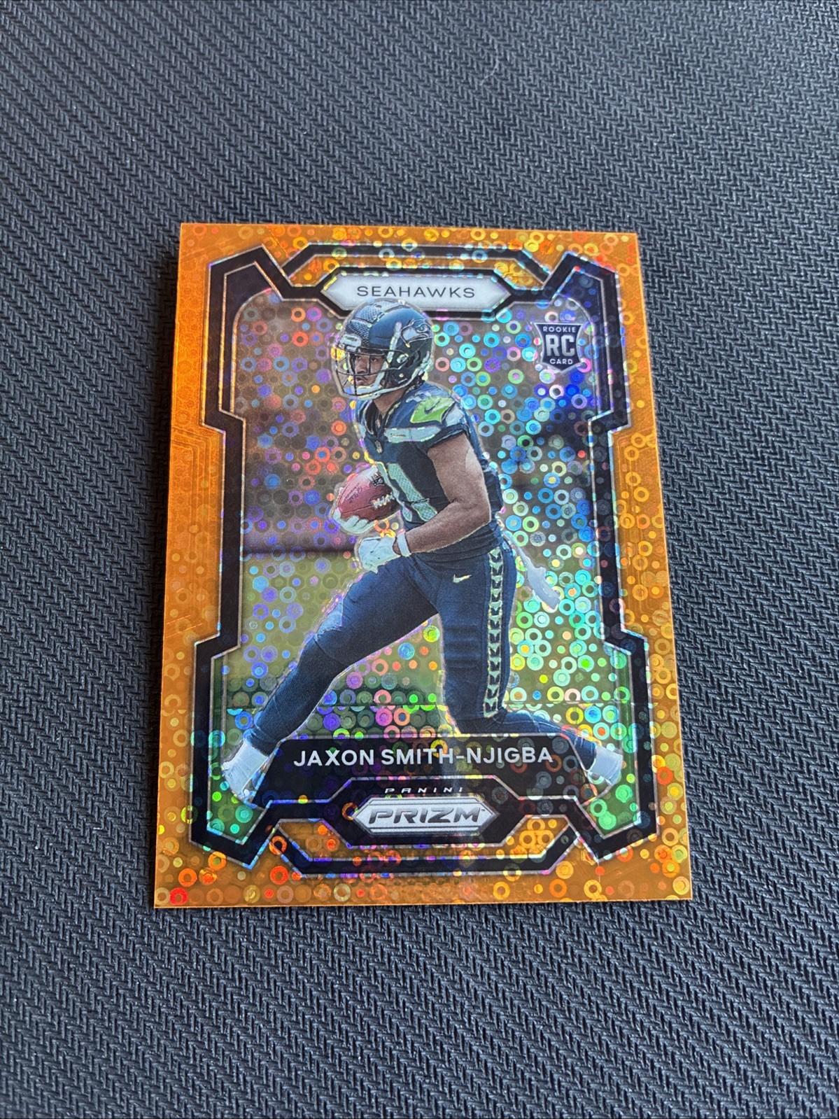 2023 Panini Prizm Jaxon Smith-Njigba RC Orange Disco Rookie #390 Seahawks