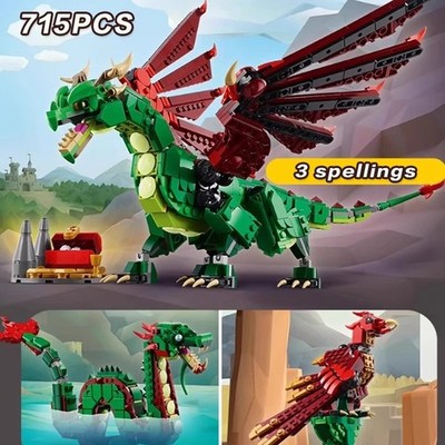 3 in1 Mittelalterlicher Fliegender Drache 31161 Herren und Damen Kinder Puzzle Block Spielzeug