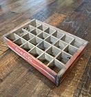 Vintage COCA COLA 24 Bottle Crate Red White Wood Wooden Carrier Divided Coke