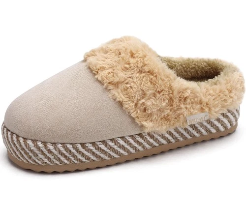 Women's Slippers with Cushion Yoga Mat Faux Fur Fuzzy Suede Warm Winter UK 7