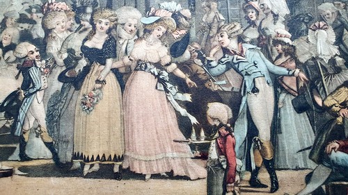 stampa antica acquatinta a colori acquaforte Debucourt 1792 promenade publique - Picture 7 of 15