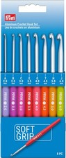 Prym Soft Grip Aluminum, 2-6mm Crochet Hook Set, Multicolor 8 Count