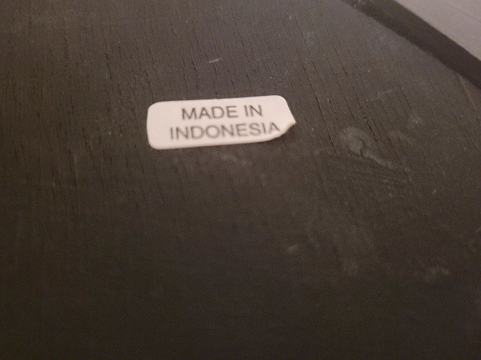 Vintage Folk Art Striped Cat Wood Round Mirror Indonesia  - Image 3 of 4