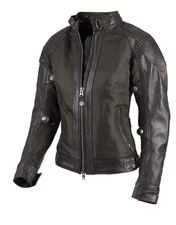 Women’s Black Leather Motorcycle Jacket Mesh Ventilated Slim Fit Riding Coat