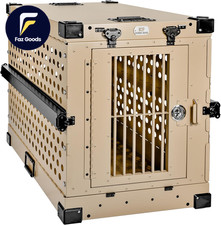 Aluminum Collapsible Dog Crate, Heavy Duty Folding Kennel Medium Tan