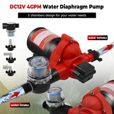 RV Water Pump 12V DC High Pressure 4GPM 45 PSI Self-Priming for Marine/Garden