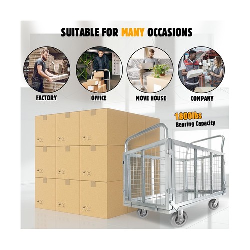 Platform Truck Cart with Cage 4in1 Foldable Platform Truck Heavy Duty Push Ca... - Picture 7 of 7