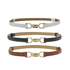 3 PCS Women Skinny Leather Belt Adjustable Thin Waist Belts Fashion Ladies Be...