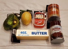 1 Robert Stanley Blown Glass Christmas Ornament: Cut Avocado OR Can of Sardines