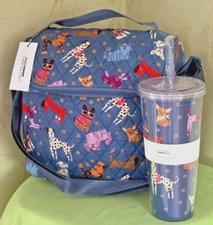 VERA BRADLEY BARK PARK DOGS LUNCH CROSSBODY BAG + TUMBLER (SET):NWT DOGS