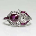 3Ct Vintage Art Deco Style Lab Created Diamond Engagement 14K White Gold FN Ring