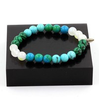 Steine Und Mineralien. Armband Perlen Chrysokoll + Malachit + TüRkis + Pier