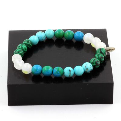 stones And Minerals. Chrysocolla + Malachite + Turquoise Bead Bracelet