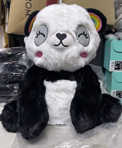 Iscream Gifts Panda Furry Stuffed Animal Plush Black White Cutesy NWT Rainbow - Picture 2 of 3
