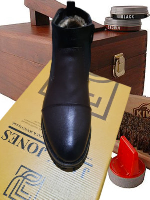 Men's Shoes JACK JONES  100% Leather handmade BLACK SMOOTH