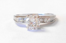 Vintage 5mm Center Diamond 14K White Gold Engagement Ring Size 5.75