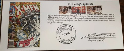 The Uncanny X-Men (1963) #285 Newsstand SIGNED Whilce Portacio Notarized WOS - Picture 5 of 5
