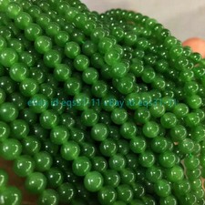 6/8/10/12/14mm Natural Nephrite Green Jade Round Gemstone Loose Beads 15''
