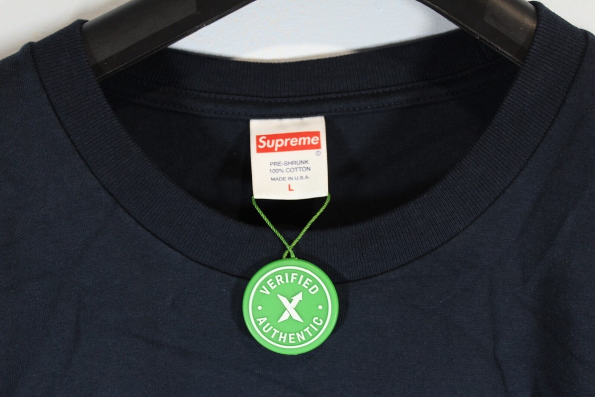 Supreme Box Logo L/S Long Sleeve Tee Navy Blue White FW20T15