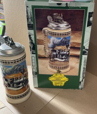 Vintage Anheuser Busch Early Transportation Series Train Stein With Box 1997