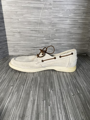 Eleventy Men's Casual Boat Shoes Lace Up Ivory Suede Size 44 US 11 - Picture 4 of 9
