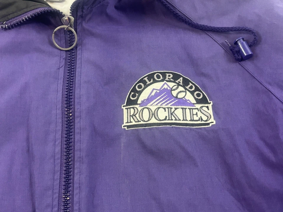 Vintage Pro Player Colorado Rockies Jacket With Hood 90s MLB Men’s Purple Large - Image 3 of 4
