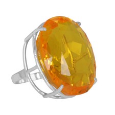 76 Carat Lab Created Lemon Citrine Oval Shape 925 Silver Ring for Women E-8