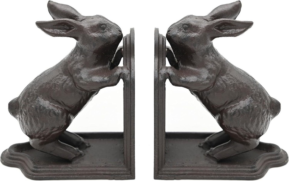 Rabbit Decorative Bookend, Heavy Duty Cast Iron Book Ends, Vintage ...