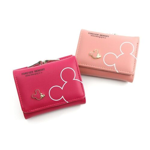 Mickey bag PU wallet Coin Purse Hasp Credit Card Holder Short Wallet anime new - Afbeelding 1 van 31