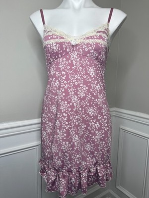 Laura Ashley Nightgown Lingerie Spaghetti Strap Floral Intimate Lg Negligee D