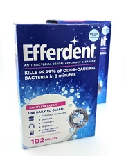 2 Pack Efferdent Complete Clean Denture Cleanser Tablets 204ct Total NEW