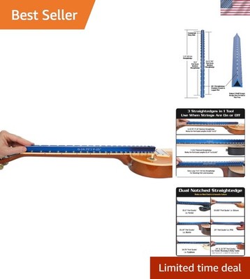 17.6in Tri-Beam Notched Straightedge Set for Fretboard Precision - Lightweight