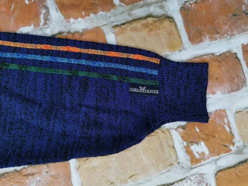 Carlo Colucci Vintage Jersey Colorido Comic Elefantes Azul Marino Gr: M Tip Top - Imagen 3 de 4