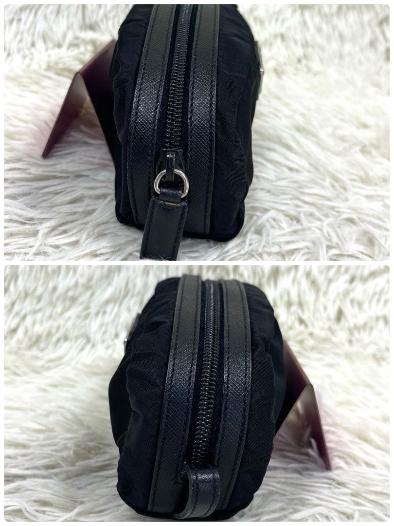 PRADA pouch with triangular logo plate nylon blac… - image 4