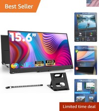 Portable Monitor, 15.6" 1080P FHD Laptop Monitor USB-C HDMI Computer Display ...