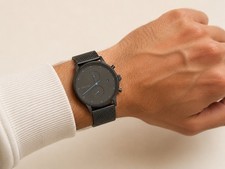 MVMT Voyager Dual Time Gunmetal Mesh Watch Bl...