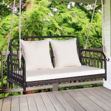 Image of 2-Person Outdoor Patio Hanging Chair with Cushions for Garden, Backyard