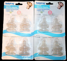 Baby King Medium Flow Silicone Nipples 4 Packs of 4 16 total for Bottles NEW