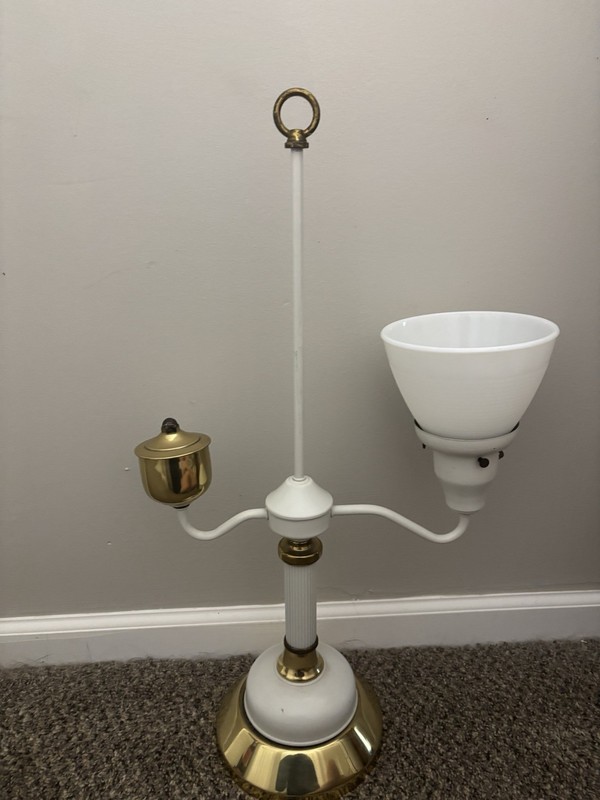 Vintage Student Lamp Brass And Milk glass White/Brass Works