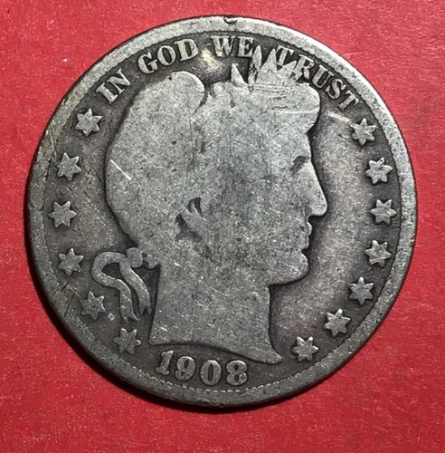 1908D US Barber SILVER Half Dollar "Denver" Mint! Old US Coin