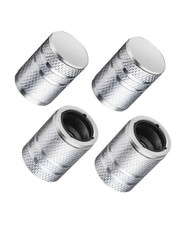Tire Valve Stem Caps - 4 Pack Premium Metal Air Caps with Universal Silver