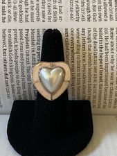 Sterling Heart MOP Mother Of Pearl Pink And White Love Ring 925 Size 7