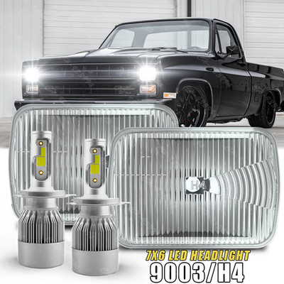 Pair 7x6'' 5x7 LED Headlights Hi/Lo DRL Lamp For Chevrolet C10 C20 C30 1981-1986