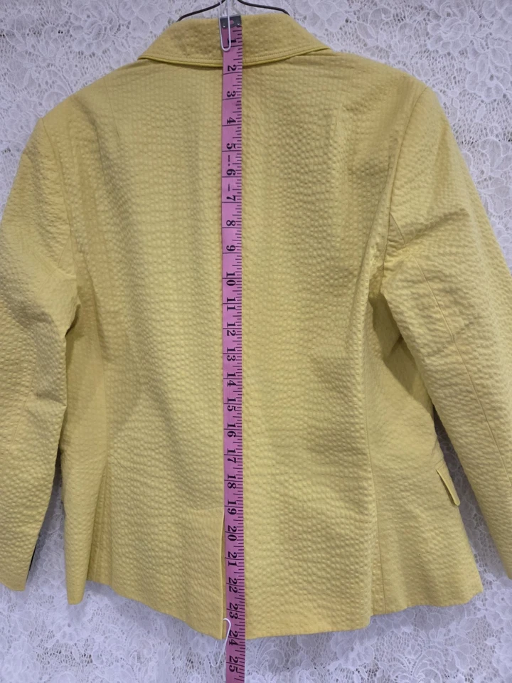 Banana Republic Blazer women 10 YELLOW Double Breasted 2 Pockets NWT - Image 3 of 4