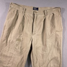 Vintage Polo Ralph Lauren Andrew Pants Mens 36x32 Tan Pleated Repairs Talon 80's