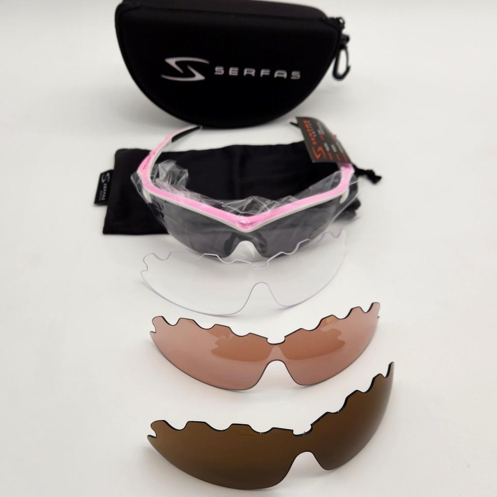 Serfas Equipe Women's Interchangeable Sunglasses Matte Pink + 3 Lens & Case